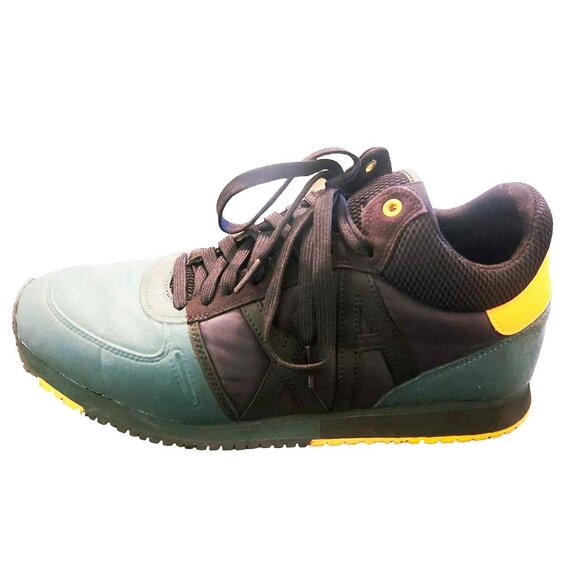 AX Armani Exchange Sneakers Sz 9M Black/Yellow/Green - Picture 1 of 10